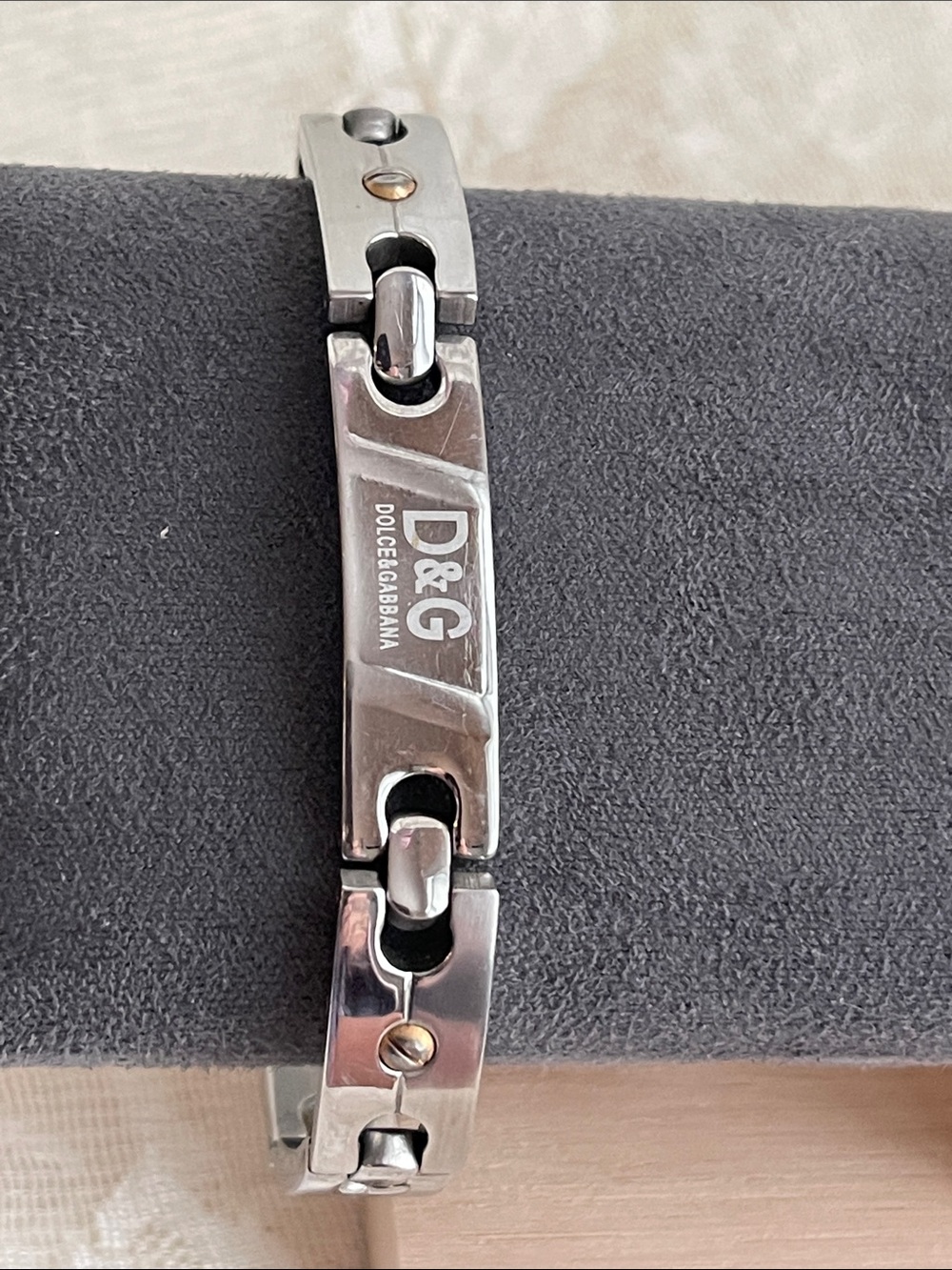 Vintage Dolce & Gabbana Engraved Silver-Tone Link Bracelet